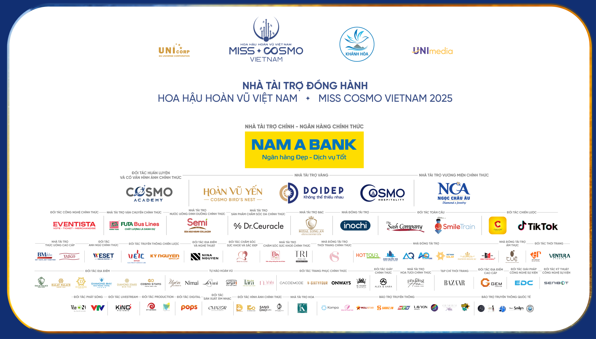 NHÀ TÀI TRỢ HOA HẬU HOÀN VŨ VIỆT NAM - MISS COSMO VIETNAM 2025